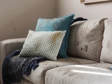 Dirty upholstery before cleaning